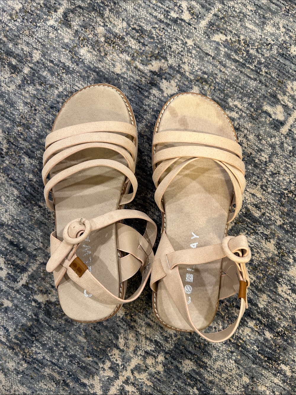 Strappy Ankle Buckle Sandals in Blush